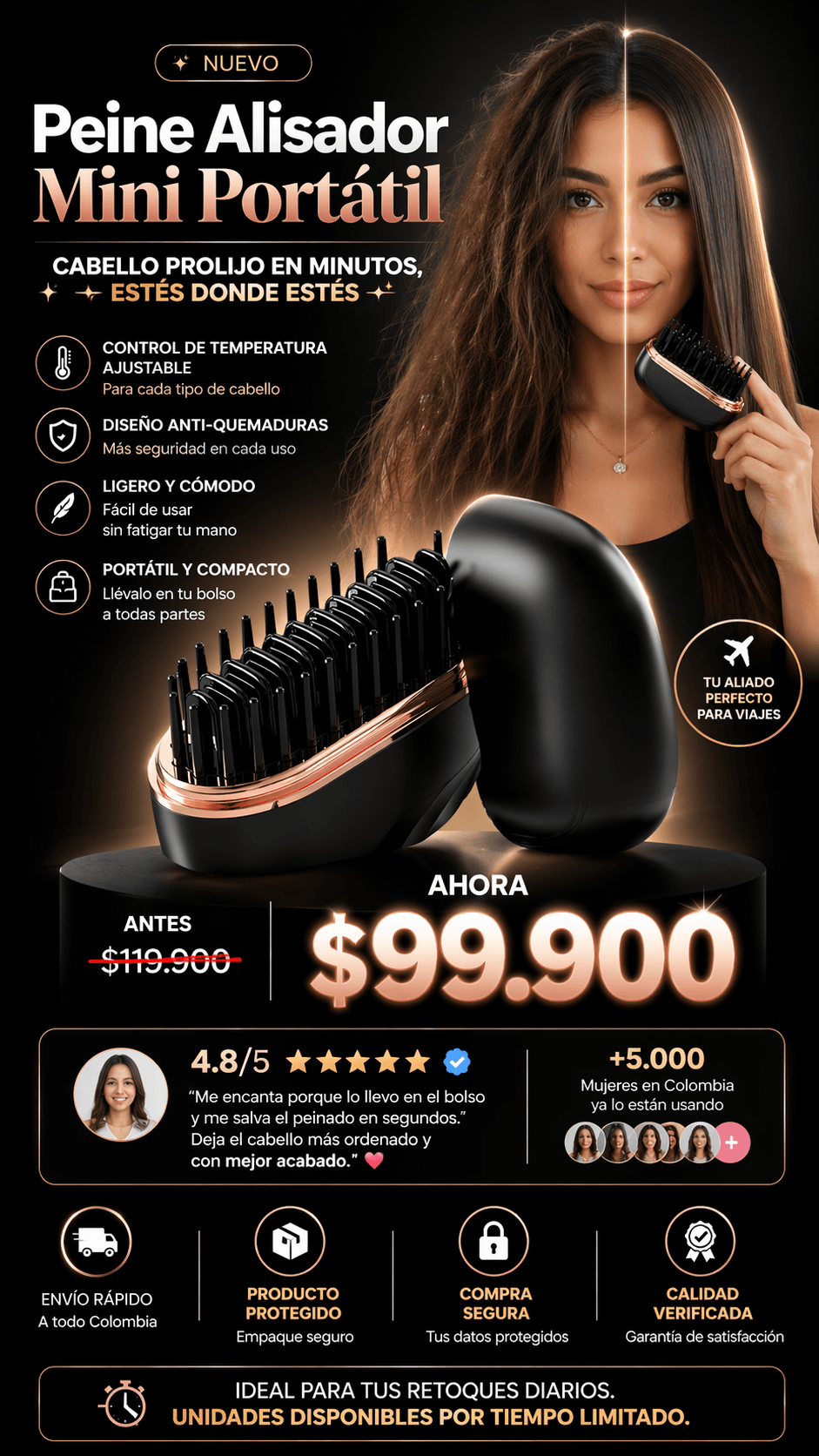 Peine Alisador Portatil IMPORTADO