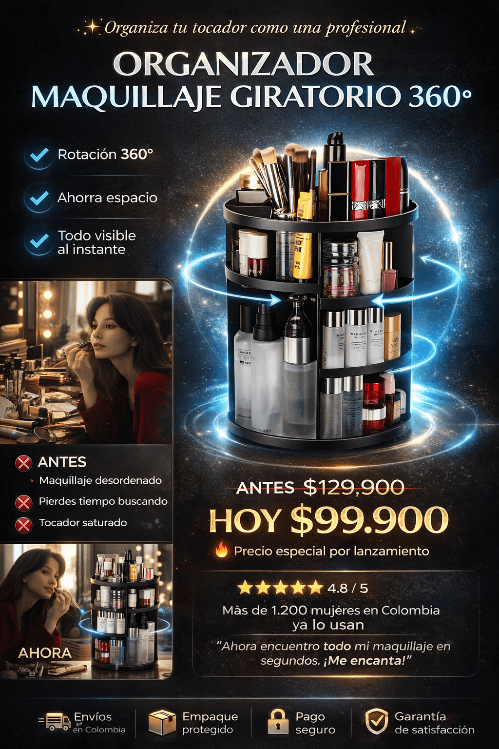 ORGANIZADOR MAQUILLAJE GIRATORIO