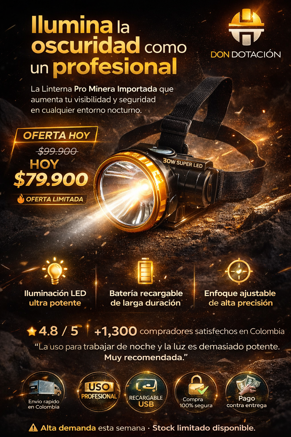 Linterna Frontal Advance Con Sensor de Movimiento.