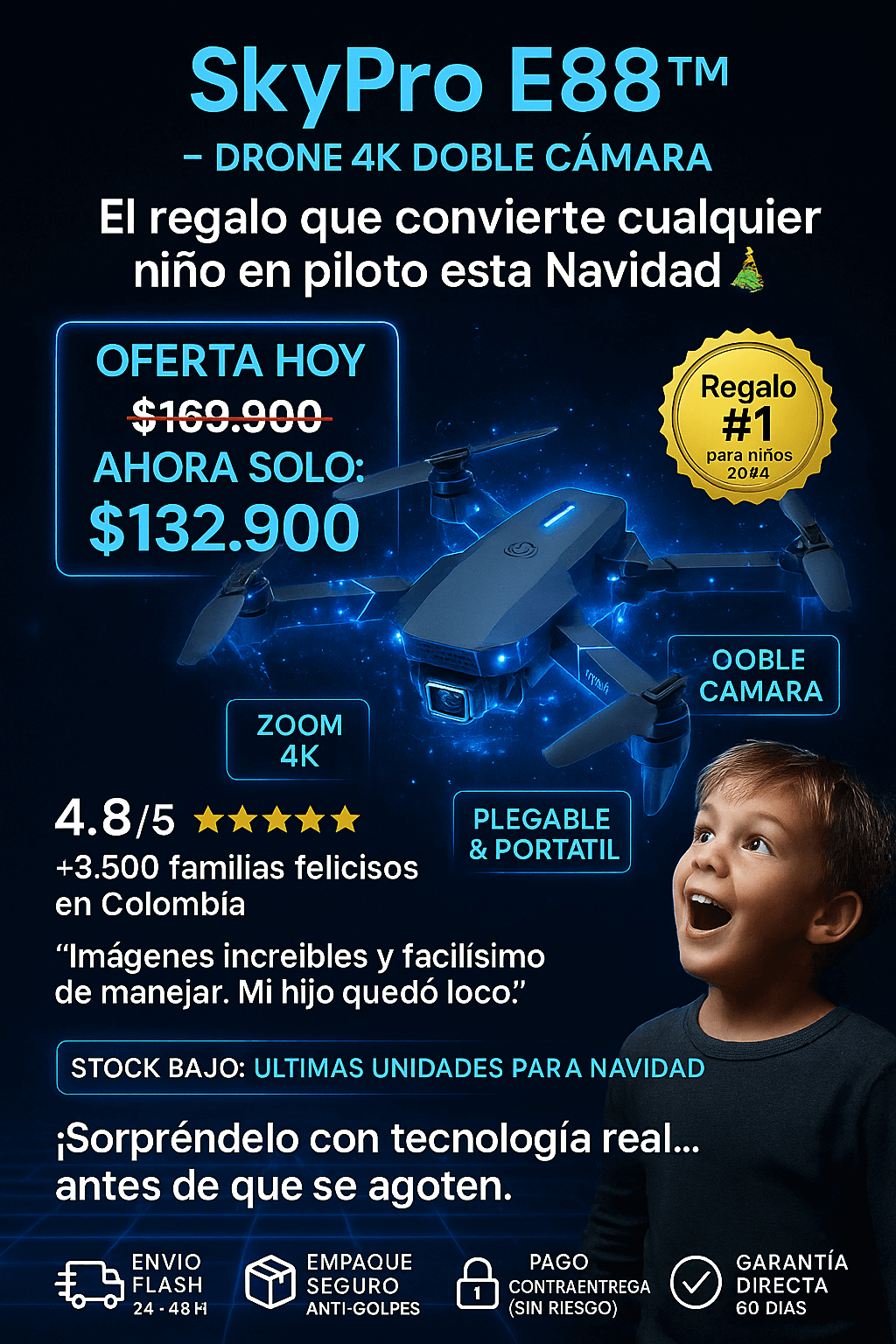 SkyPro E88 Max 🎥📸4K UltraHD+2 Baterías.
