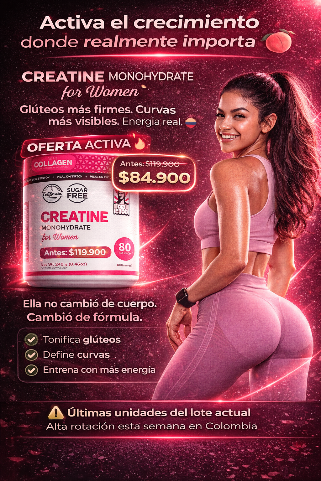 Creatine for Woman™: Creatina + Colageno + BCAA