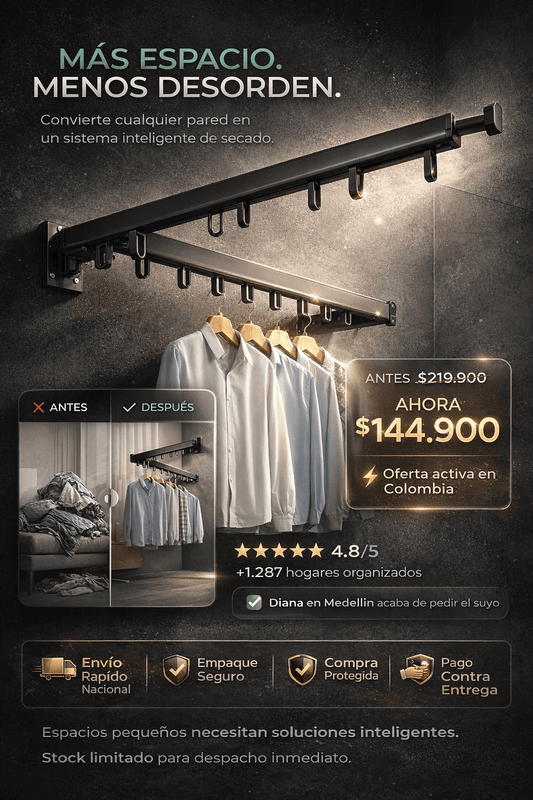 TENDERO DE ROPA PEGABLE METALICO