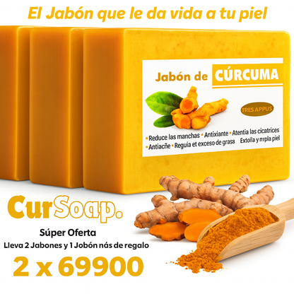 CurSoap™ - Jabón de Cúrcuma Natural 🧼🍂 Paga 1 Lleva 2😱