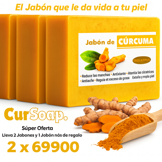 CurSoap™ - Jabón de Cúrcuma Natural 🧼🍂 Paga 1 Lleva 2😱