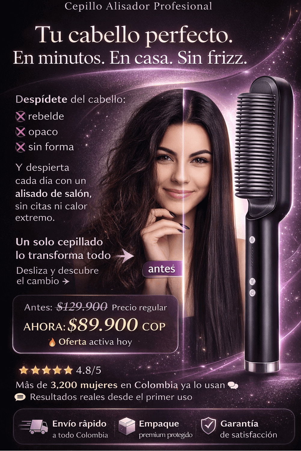 Cepillo Alisador GlossLiss™ – Alisado Profesional en Minutos
