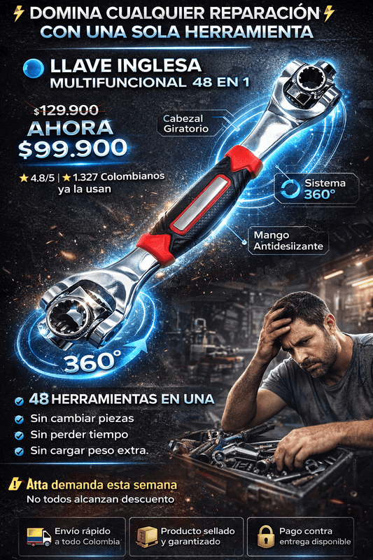 LLAVE MULTIFUNCIONAL 48 IN 1 CON CABEZAL GIRATORIO.