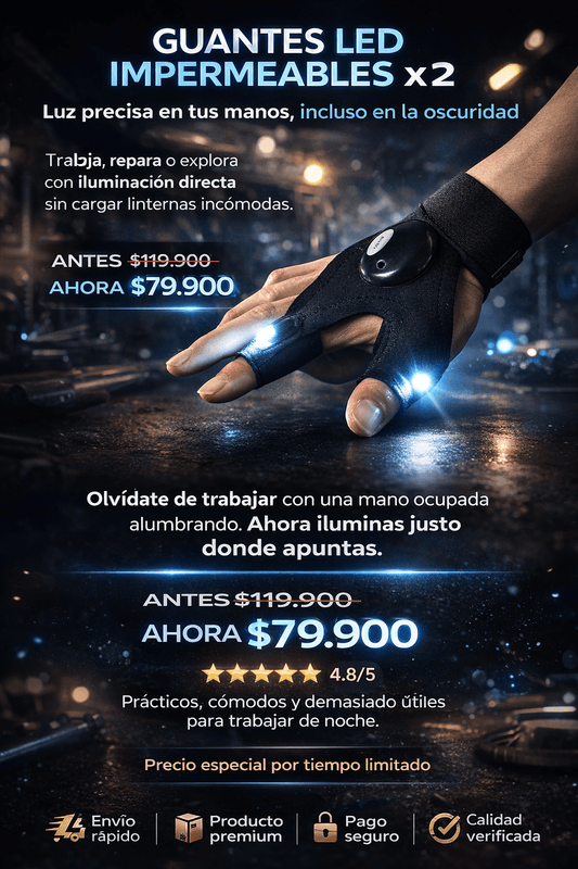 Par de Guantes Linterna Impermeables
