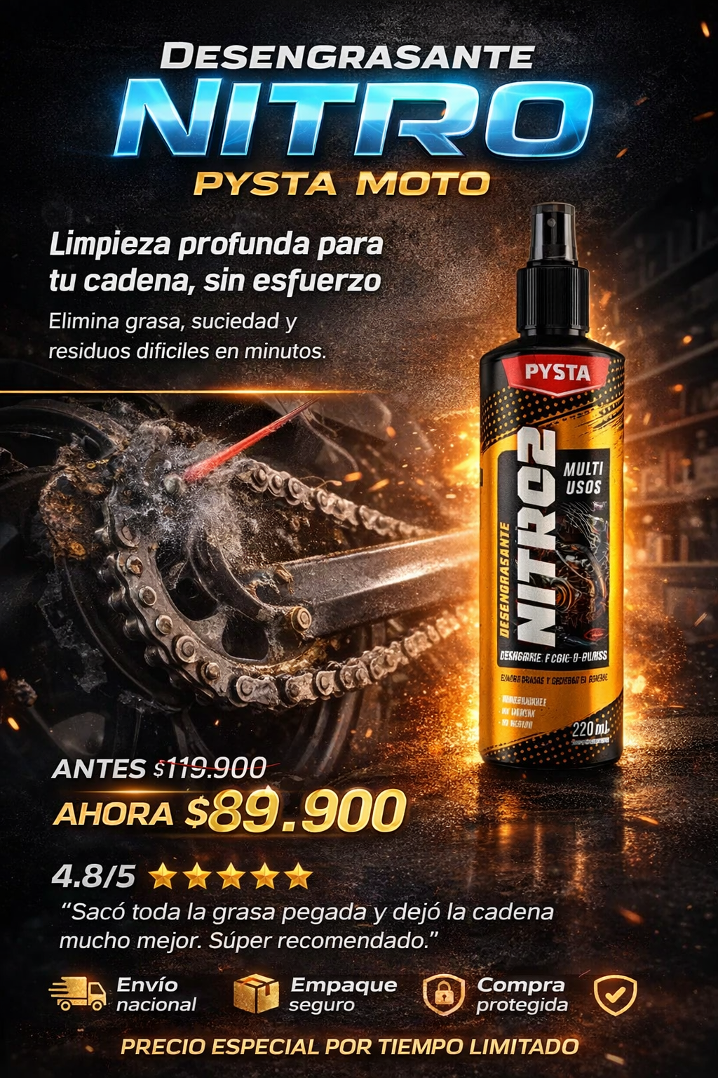 Desengrasante Nitro Pysta Moto