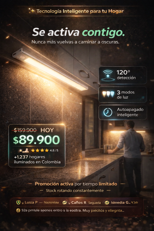 ¡PROMO 3X1! Barra Led con Sensor Movimiento de 40 cm